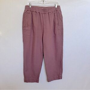 Madewell Mauve Plum Cotton Textured Cropped Pants